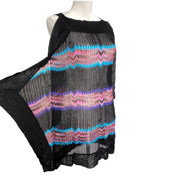 Missoni Chevron Coverup Black Pink Turquoise Purple Knit Sleeveless Dress 46 10 - Picture 8 of 15